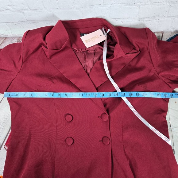 Missguided Plus Size 18 Blazer Dress Mesh Bow Waist Burgundy Red Party - Picture 9 of 10